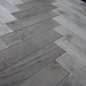 Oxford Herringbone Grey Waxed Oiled Oak Wood Flooring 18 x 80 x 300 (mm)